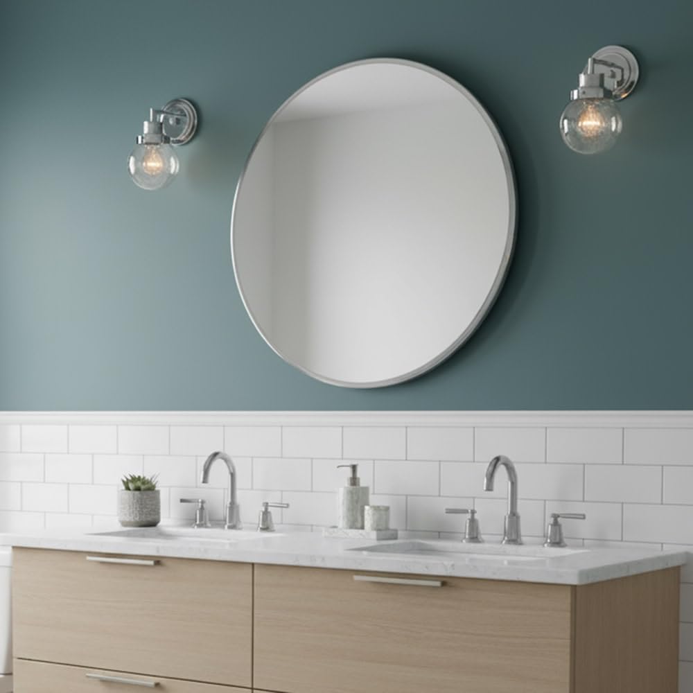 Hinkley Poppy One Light Bathroom Vanity Fixture with Clear Seedy Glass, Chrome