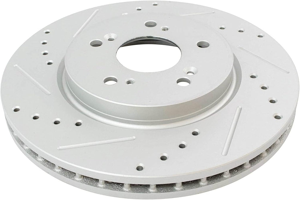 TRQ Performance Front and Rear Brake Rotor Set G Coated Drilled and Slotted Vented Solid Compatible with 2007-2012 Acura RDX 2007-2016 Honda CR-V