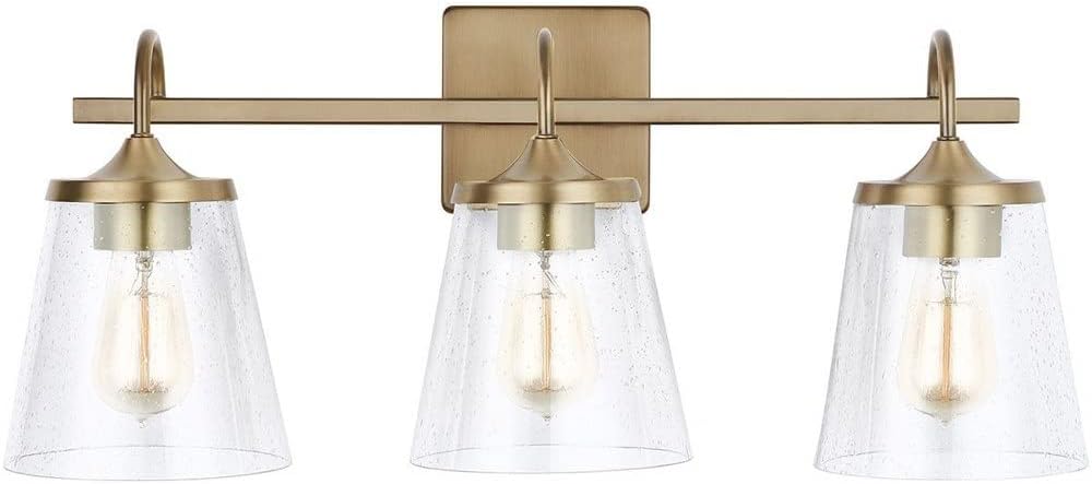 Capital Lighting 139132CH-496 Jayne Mid-Century seeded Cone Glass Bath Vanity Wall Mount, 3-Light 300 Total Watts, 11' H x 24' W, Chrome