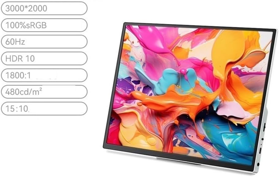 Portable Monitor for Laptop Portable Display 3000 * 2000 Resolution 60Hz 100% sRGB Type-c Interface External Screen Portable Gaming Monitor