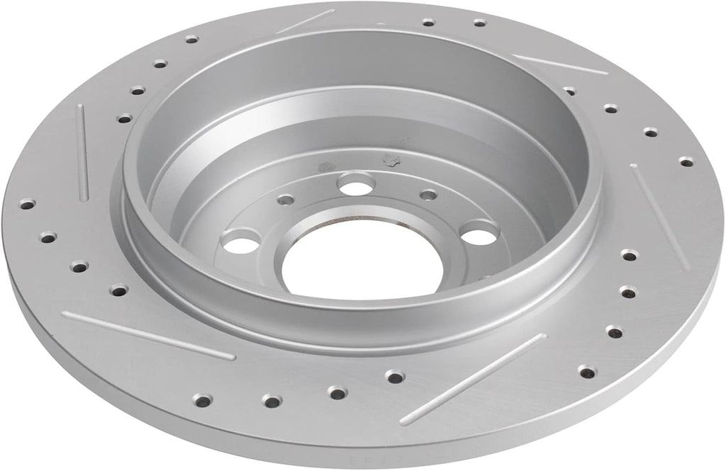 TRQ Performance Front and Rear Brake Rotor Set G Coated Drilled and Slotted Compatible with 2001-2009 Volvo S60 1999-2006 S80 2001-2007 V70 2003-2007 XC70