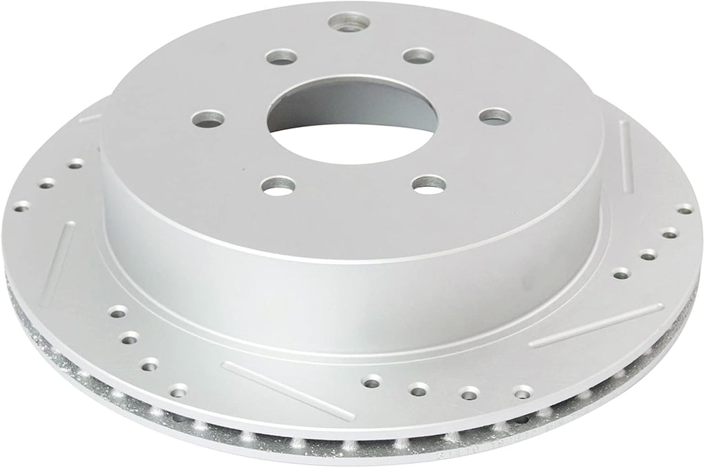 TRQ Performance Front and Rear Brake Rotor Set G Coated Drilled and Slotted Vented Compatible with 2005-2024 Nissan Frontier 2005-2015 Xterra 2009-2012 Suzuki Equator