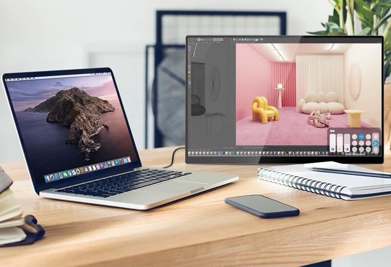 15.3' Laptop Triple Screen Extender, Portable Dual Monitor for 10-17' Laptops, FHD 1080P IPS,Plug & Play, Compatible with Win/Mac/Chrome/Android/Switch (Single Table Placed, 15.6 inch)