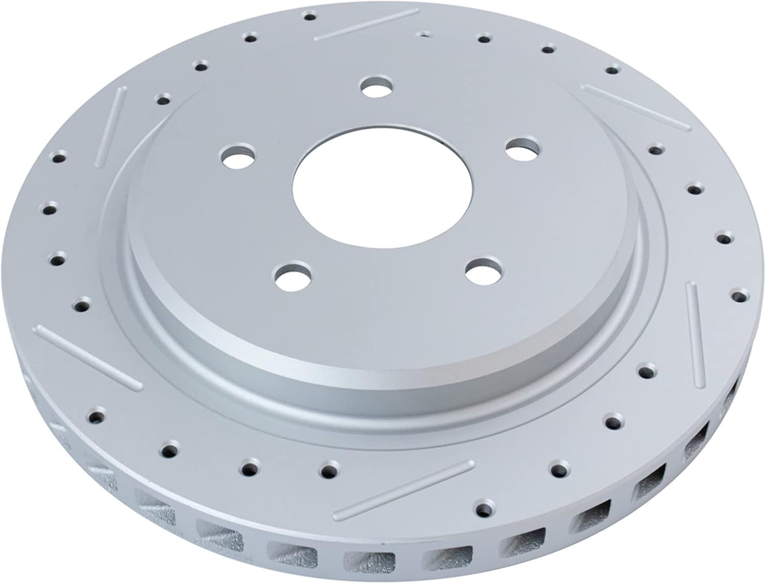 TRQ Performance Front Rear Brake Rotor Set G Coated Vented Drilled Slotted Compatible with 1997-2004 Chevrolet Corvette 2004 2004-2009 Cadillac XLR