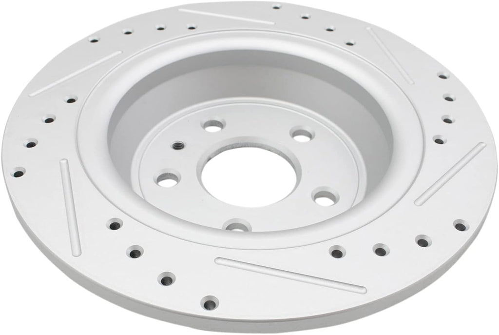 TRQ Performance Front and Rear Brake Rotor Set Coated Drilled Slotted Compatible with 13-20 Ford Fusion 13-16 Lincoln MKZ Hybrid with 302mm Rear Rotors