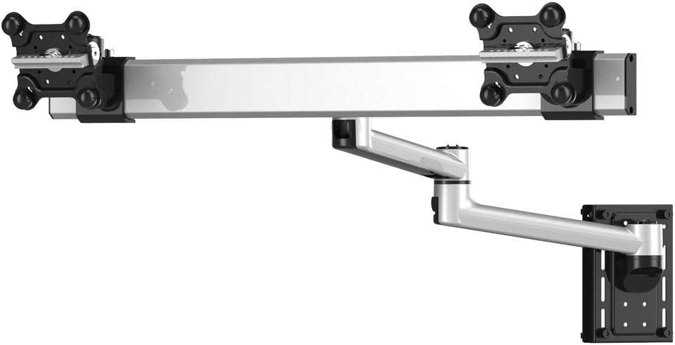 Dual Monitor Slatwall Mount with Cross Bar and Dual Swivel Arm for Compatible Apple Displays