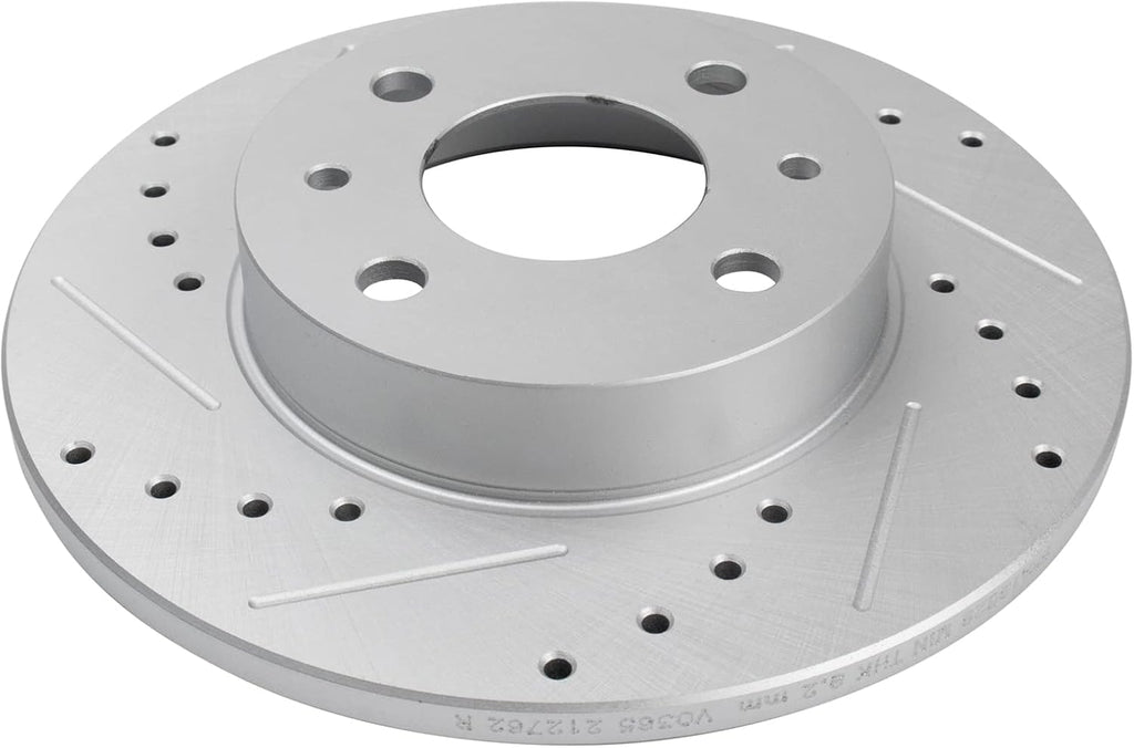 TRQ Performance Front and Rear Brake Rotor Set G Coated Drilled and Slotted Compatible with 2012-2017 Fiat 500