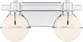 Savoy House 8-1060-2-11 Pierce Vintage Industrial Opal Glass Bathroom Vanity Wall Light, 2-Light 120 Total Watts, 8' H x 16' W, Chrome
