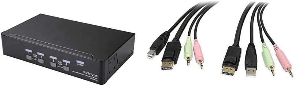 StarTech.com 4-Port DisplayPort KVM Switch & 4 in 1 DisplayPort KVM Switch Cable
