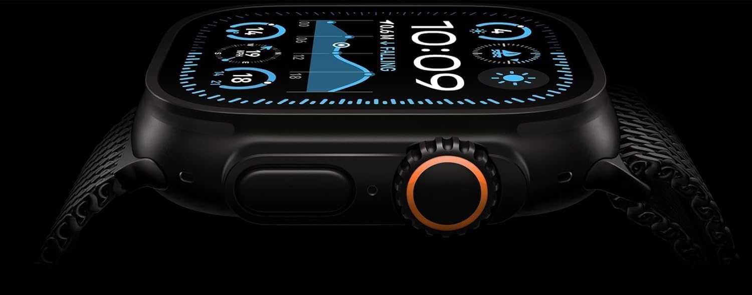 Apple Watch Ultra 2 (GPS + Cellular, 49MM) - Black Titanium Case with Black Ocean Band (Renewed Premium)