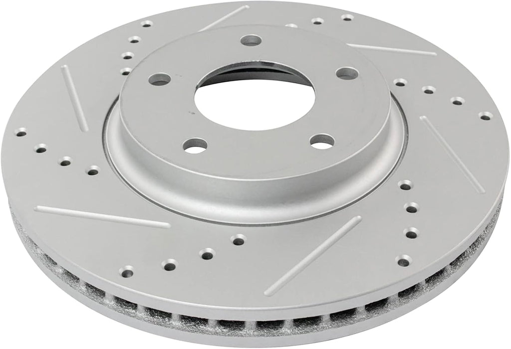 TRQ Performance Front Rear Brake Rotor Set Drilled Slotted Vented G Coated Compatible with 2004-2009 2004-2017 Nissan Quest