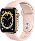 Apple Watch Series 6 (GPS + Cellular, 44mm) Gold Stainless Steel Case with Pink Sport Band (Renewed)