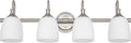 4-Light Bathroom Vanity Light Fixtures Over Mirror, Vintage Vanity Lights for Living Room, Milk White Glass Shades, Standard E26 Base, Brushed Nickel