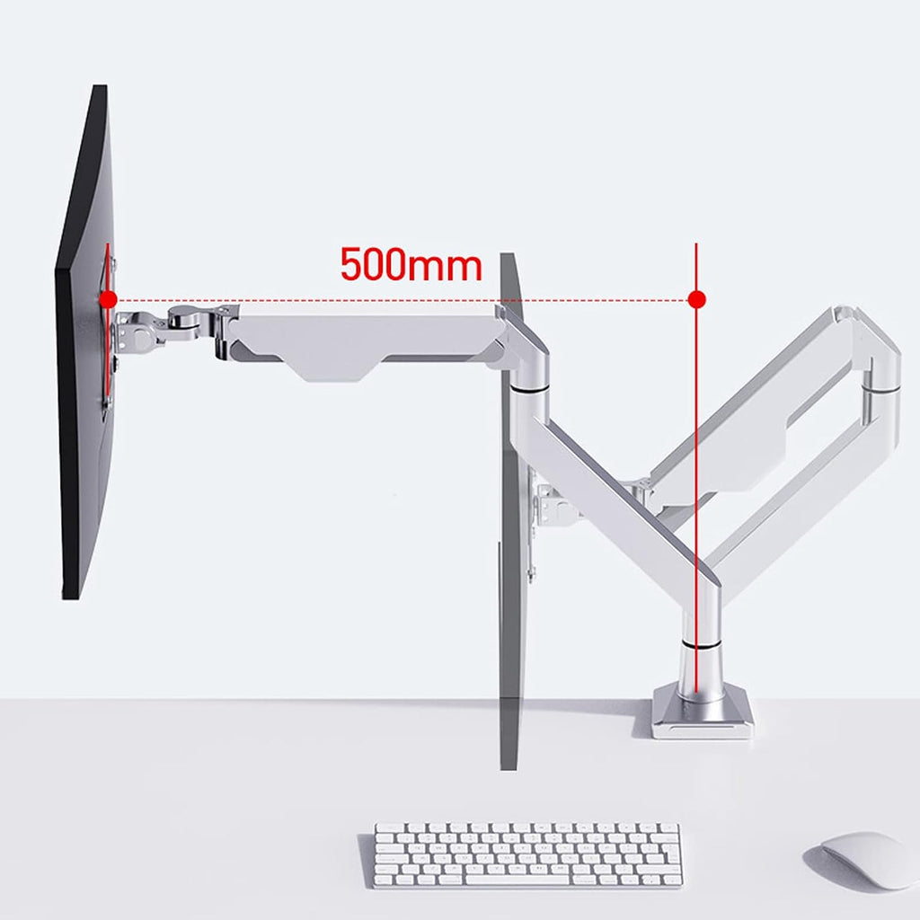 10'-32' Silver Monitor Stand Height-adjustable Single Monitor Desk Mount Full Motion Tilt Rotation Monitor Arm with Clamp and Grommet Base Monitor Arms Stand (Style : A) (A A)