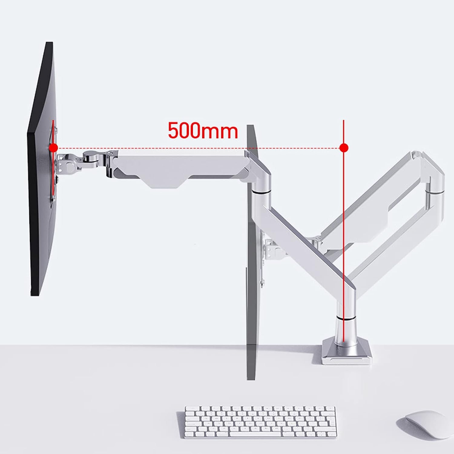 10'-32' Silver Monitor Stand Height-adjustable Single Monitor Desk Mount Full Motion Tilt Rotation Monitor Arm with Clamp and Grommet Base Monitor Arms Stand (Style : A) (A A)