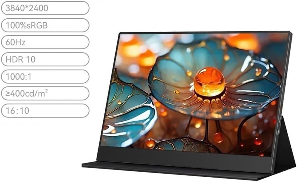 Portable Monitor for Laptop Portable Monitor 13.4-inch Full HD 3840 * 2400, USB-C Connectivity Second Screen for Work Portable Gaming Monitor