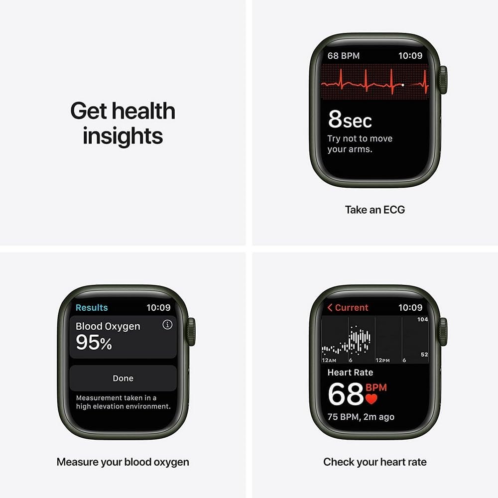 Apple Watch Series 7 (GPS + Cellular, 41mm) Green Aluminum Case with Clover Sport Band, Regular (Renewed)