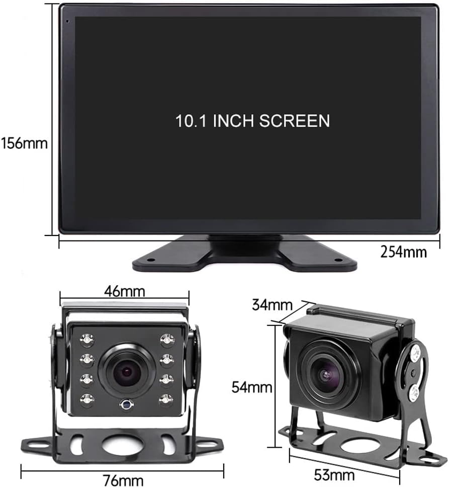 EVERSECU 4K Car Backup Cameras System with 10.1' Touch Screen Quad Display Monitor & 4pcs 1080P Backup AHD Cameras, MP5 Player, Vehicle DVR Recorder for RV/Truck/Bus/Trailer/Camper/Van