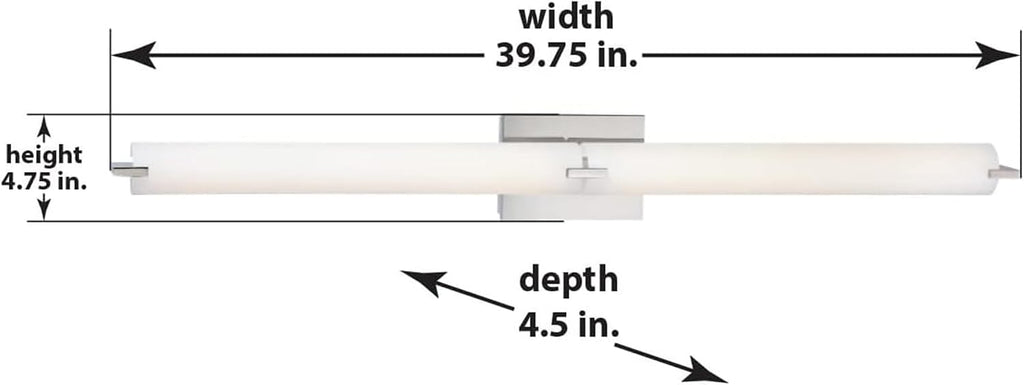 GEORGE KOVACS P5046-077-L Tube LED Vanity Bath Light, 2-Light, 40 Total Watts, 4.75-in H x 39.75-in W, Chrome