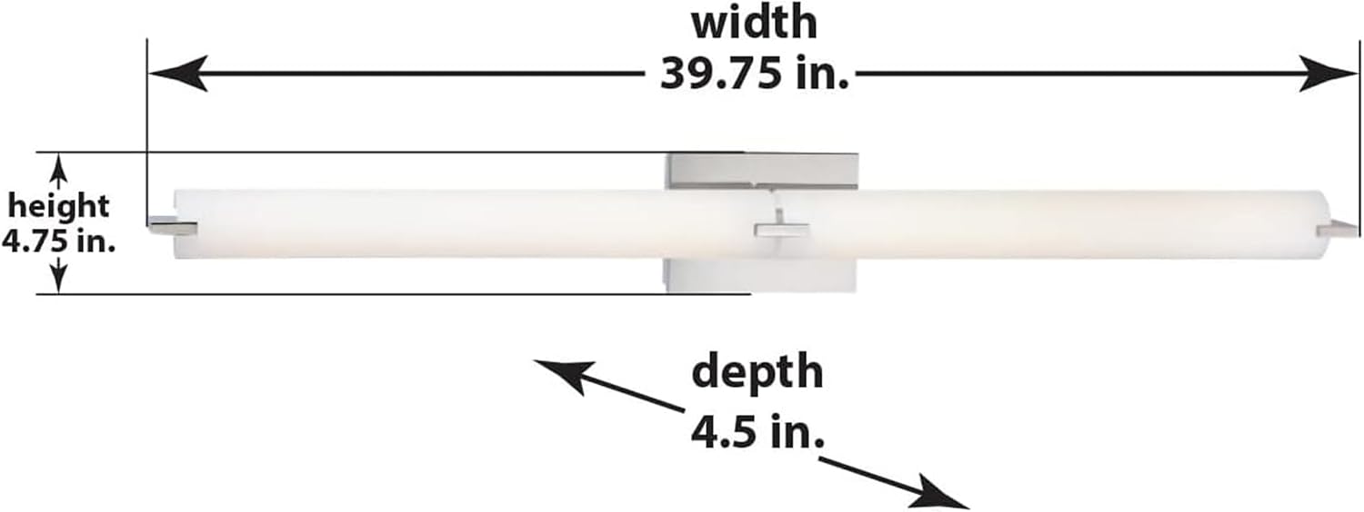 GEORGE KOVACS P5046-077-L Tube LED Vanity Bath Light, 2-Light, 40 Total Watts, 4.75-in H x 39.75-in W, Chrome