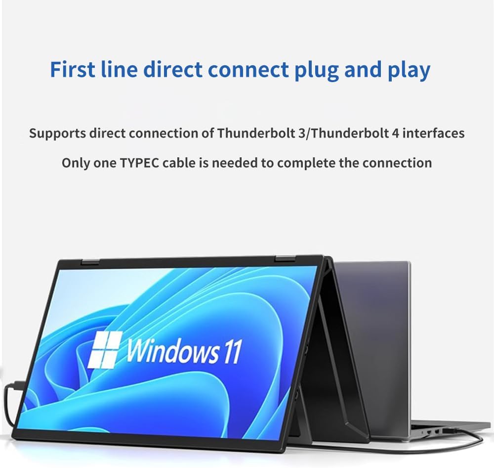 Triple Laptop Screen Extender, 15.6' 1080P FHD IPS Folding Stacked Portable Dual Monitor, USB C Travel Extended Computer Display w/VESA, 180°Rotation, Plug & Play for Laptops (Wins Only)