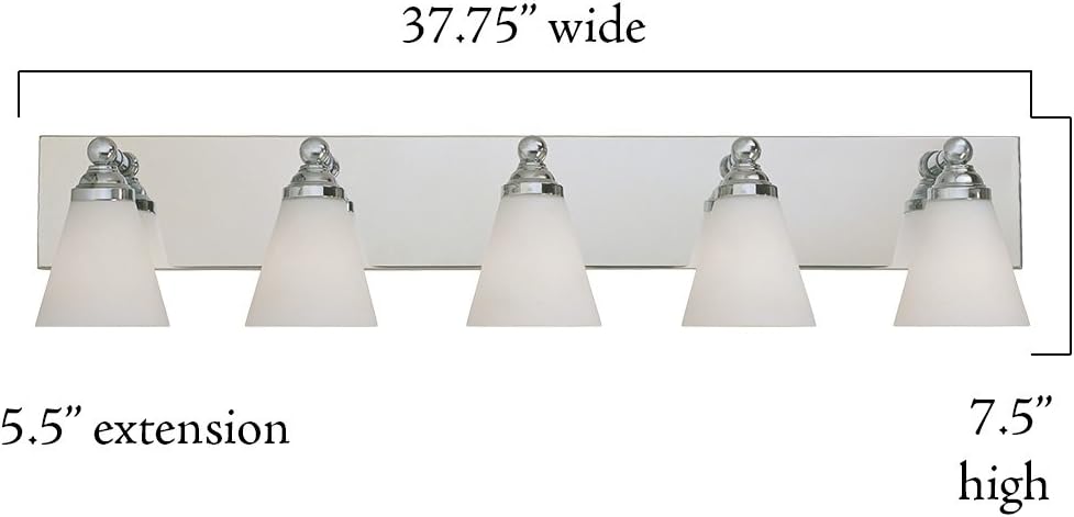 Designers Fountain Hudson 5-Light Bathroom Vanity Light Fixture, Chrome, 6495-CH Silver