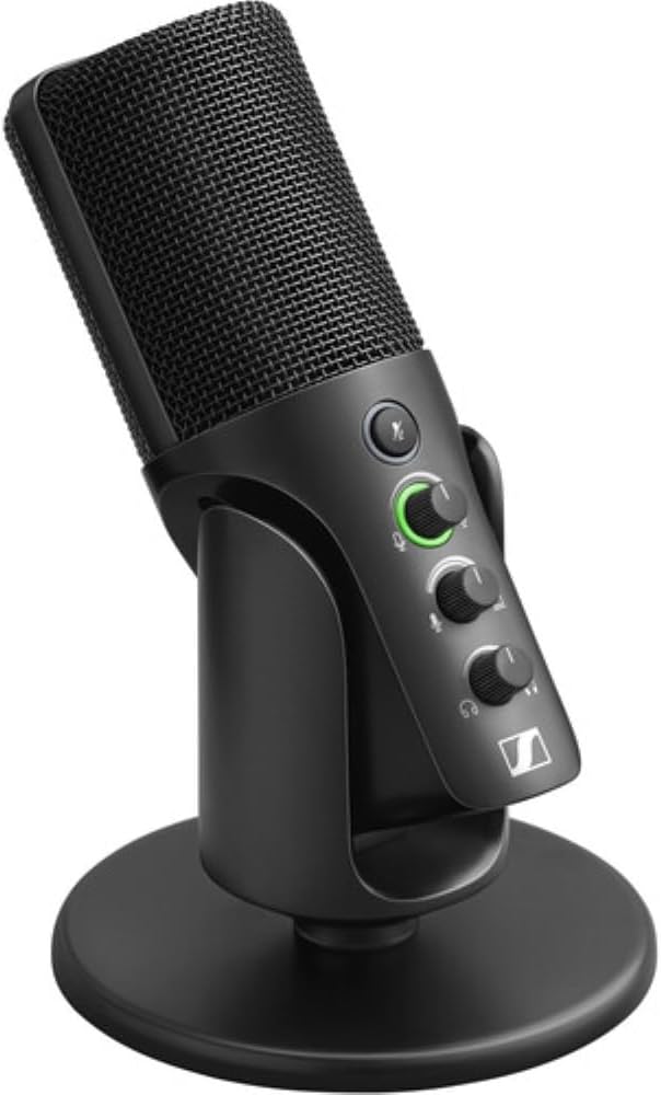 Sennheiser Profile USB Condenser Microphone with Desktop Stand Bundled with Closed-Back Headphones + Microphone Boom Arm + Wind Screen Pop Filter + Microfiber Cleaning Cloth (5 Items)