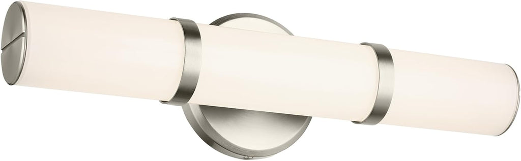 Kichler Rosh 18' LED Bathroom Vanity Light Fixture with White Glass in Brushed Nickel, Modern Minimalist Bath Bar for Mirror, Dimmable (18' W x 5' H), 55187NILED