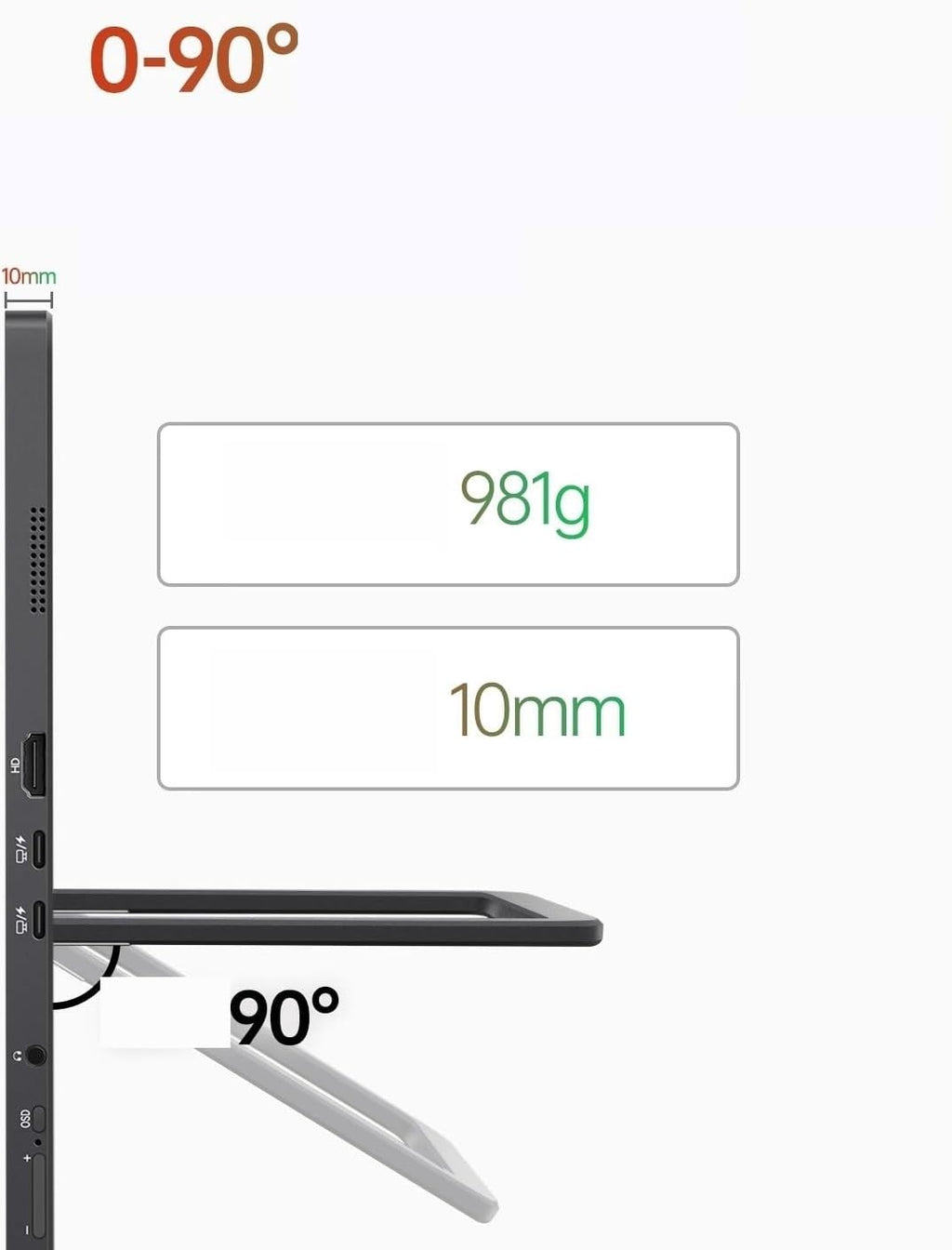 Portable Monitor for Laptop 2.5K Full HD Resolution 120Hz 300nits Laptop External Screen 16 Inch Portable Monitor Portable Gaming Monitor