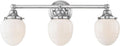 Schoolhouse Bathroom Light Chrome White Opal Glass 3 Light 21.875 Inch Length