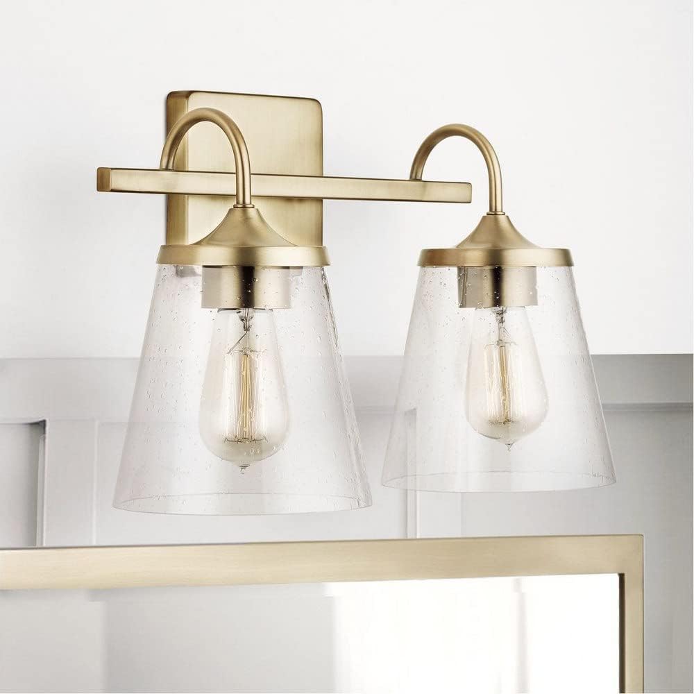 Capital Lighting 139122CH-496 Jayne Mid-Century seeded Cone Glass Bath Vanity Wall Mount, 2-Light 200 Total Watts, 11' H x 15' W, Chrome