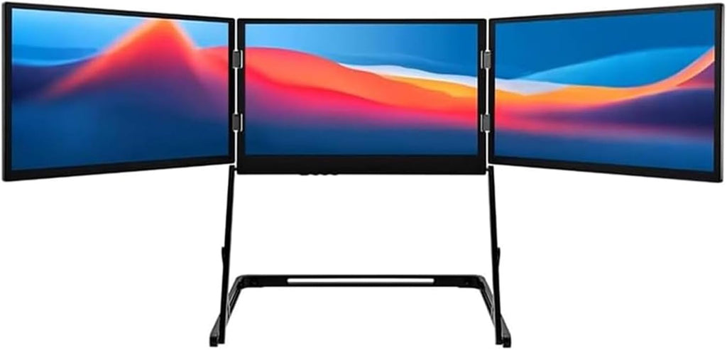15.6' Laptop Screen Extender, Fhd 1080p IPS Triple Portable Monitor for Laptop, HDMI/USB-C/Type-C for Windows, Mac, Work with 13.3'-17' Laptops