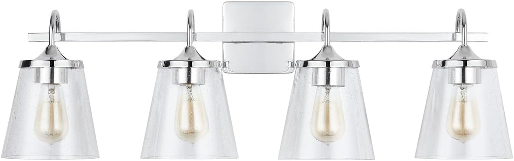 Capital Lighting 139142CH-496 Jayne Clear Seeded Glass Cone Bath Vanity Wall Mount, 4-Light 400 Total Watts, 11' H x 33' W, Chrome