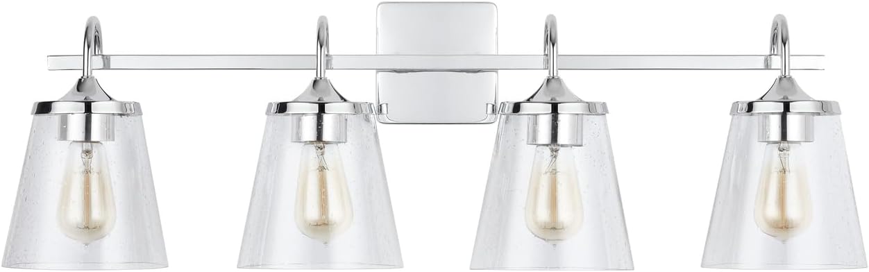 Capital Lighting 139142CH-496 Jayne Clear Seeded Glass Cone Bath Vanity Wall Mount, 4-Light 400 Total Watts, 11' H x 33' W, Chrome