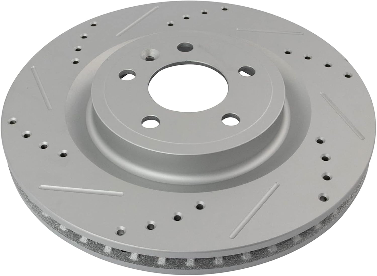 TRQ Front and Rear Brake Rotor Set G Coated Drilled and Slotted Compatible with 2011-2014 Ford Mustang