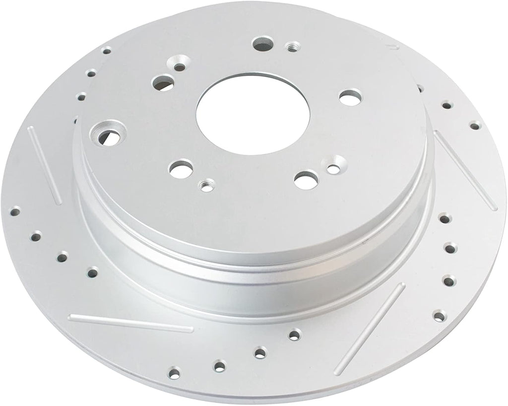 TRQ Performance Front and Rear Brake Rotor Set G Coated Drilled and Slotted Vented Solid Compatible with 2007-2012 Acura RDX 2007-2016 Honda CR-V