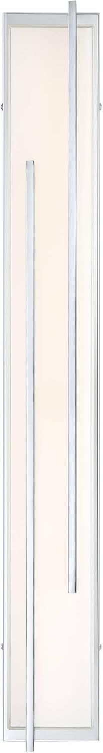 Possini Euro Design Jada Modern Wall Mount Light LED Chrome Silver Hardwired 33 3/4' Wide Light Bar Fixture Rectangular White Glass Shade for Bathroom Vanity Mirror House Home Room Decor