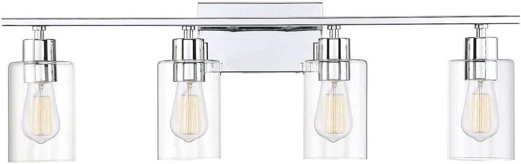 Savoy House 8-2149-4-11 Lambert Modern Clear Glass Bathroom Vanity Wall Light, 4-Light 240 Total Watts, 10' H x 31' W, Polished Chrome
