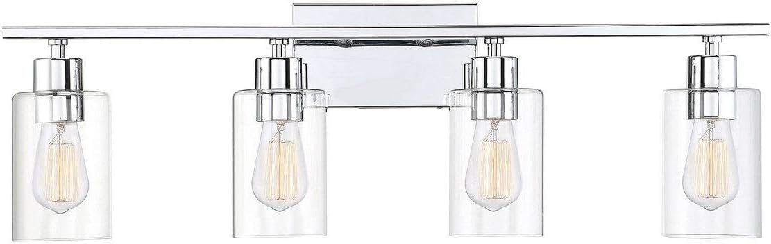 Savoy House 8-2149-4-11 Lambert Modern Clear Glass Bathroom Vanity Wall Light, 4-Light 240 Total Watts, 10' H x 31' W, Polished Chrome