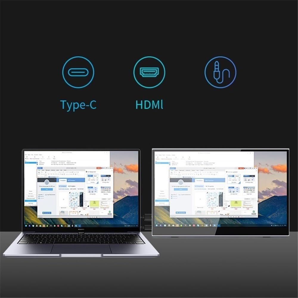 Portable Monitor for Laptop 15.6'' 1080P FHD Laptop Monitor USB C HDMI Display HDR Eye Care External Screen Portable Gaming Monitor