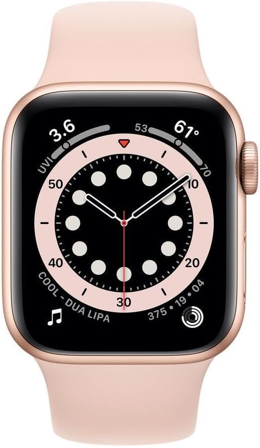 Apple Watch Series 6 (GPS + Cellular, 40mm) Gold Stainless Steel Case with Pink Sport Band (Renewed)