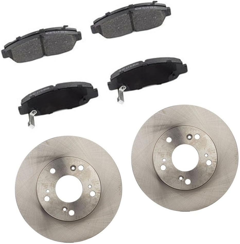 6Pcs Vented Brake Rotor and Semi-Metallic Pads Front Replacement Brakes Kit fits Honda Civic 1.8L 2006 2007 2008 2009 2010 2011