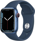 Apple Watch Series 7 (GPS + Cellular, 41mm) Blue Aluminum Case with Abyss Blue Sport Band, Regular (Renewed)