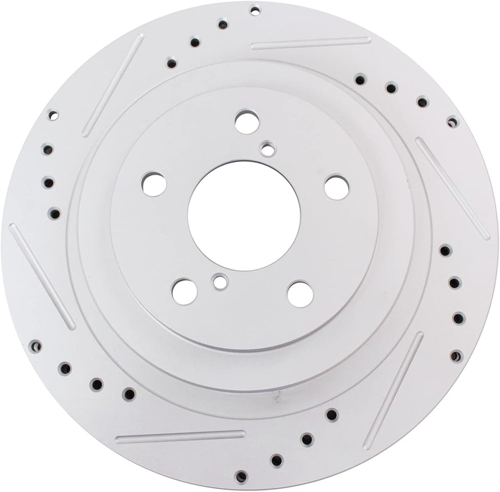 TRQ Performance Front and Rear Brake Rotor Set G Coated Drilled and Slotted Compatible with 2006-2007 Subaru Impreza