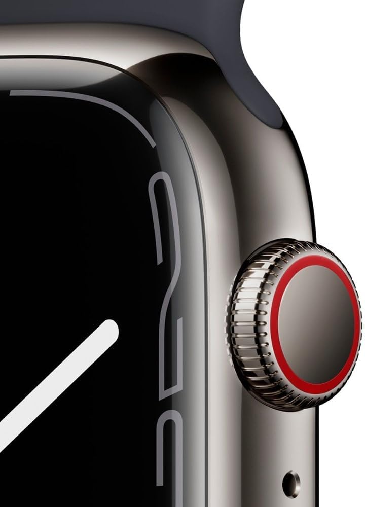 Apple Watch Series 7 [GPS + Cellular 41mm] Graphite Stainless Steel Case with Midnight Sport Band (Renewed)
