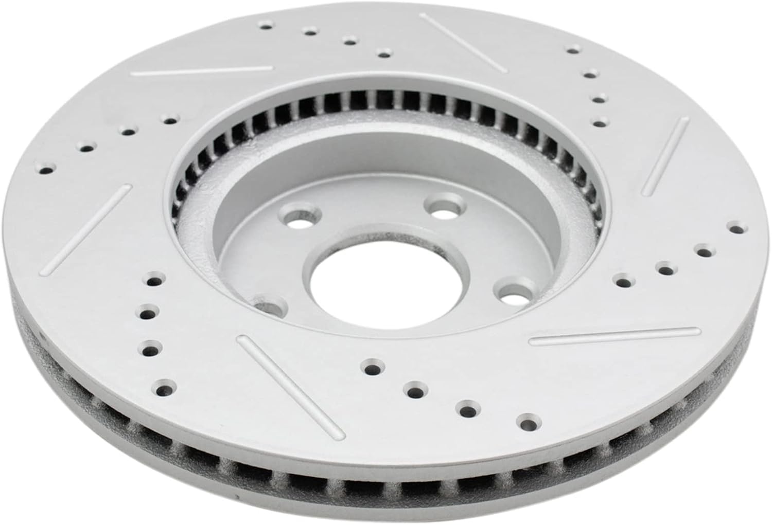TRQ Performance Front and Rear Brake Rotor Set Coated Drilled Slotted Compatible with 13-20 Ford Fusion 13-16 Lincoln MKZ Hybrid with 302mm Rear Rotors