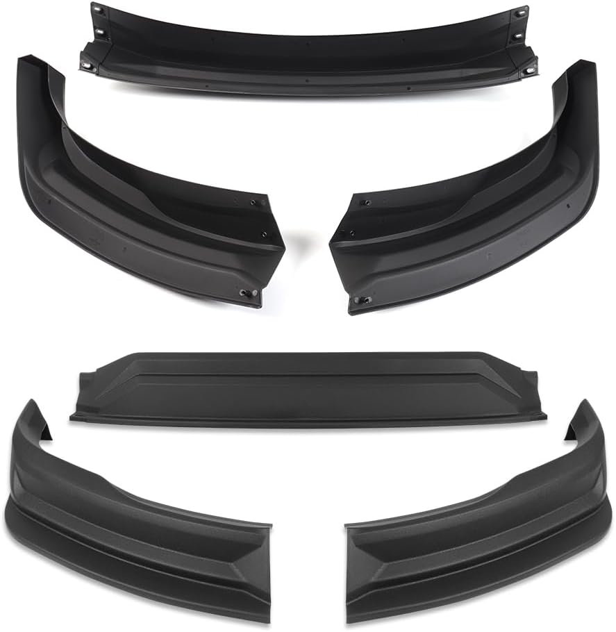 Stay-Tuned, Unpainted Black ABS Plastic Front Bumper Lip Spoiler Body Kit, Fit for 2019-2024 Dodge Ram 1500, Auto Exterior Accessory, 3PC (Without Light)