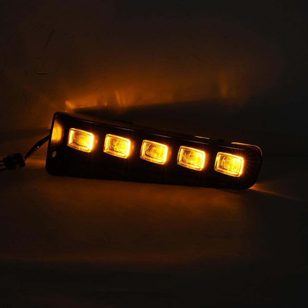 LED Fog Lights Compatible with Ford Bronco 2021-2026 Accessories | 2/4 Door, Modular Bumper, Sequential LED, Switchback DRL Turn Signal Lamps, White/Amber Light, 2PCS