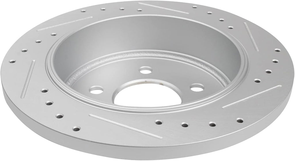 TRQ Performance Front and Rear Brake Rotor Set G Coated Drilled and Slotted Compatible with 1998-2002 Ford Crown Victoria Lincoln Town Car Mercury Grand Marquis