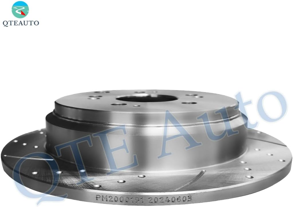 PM Auto Set of 6 Rear 313mm Drilled Slotted Brake Disc Rotors-Ceramic Brake Pad Kit Replacement For 2005-2010 Honda Odyssey